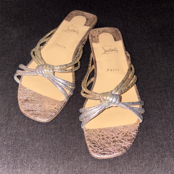 Christian Louboutin Gold & Silver Metallic Sandals Size 41 1/2 - Picture 1 of 13